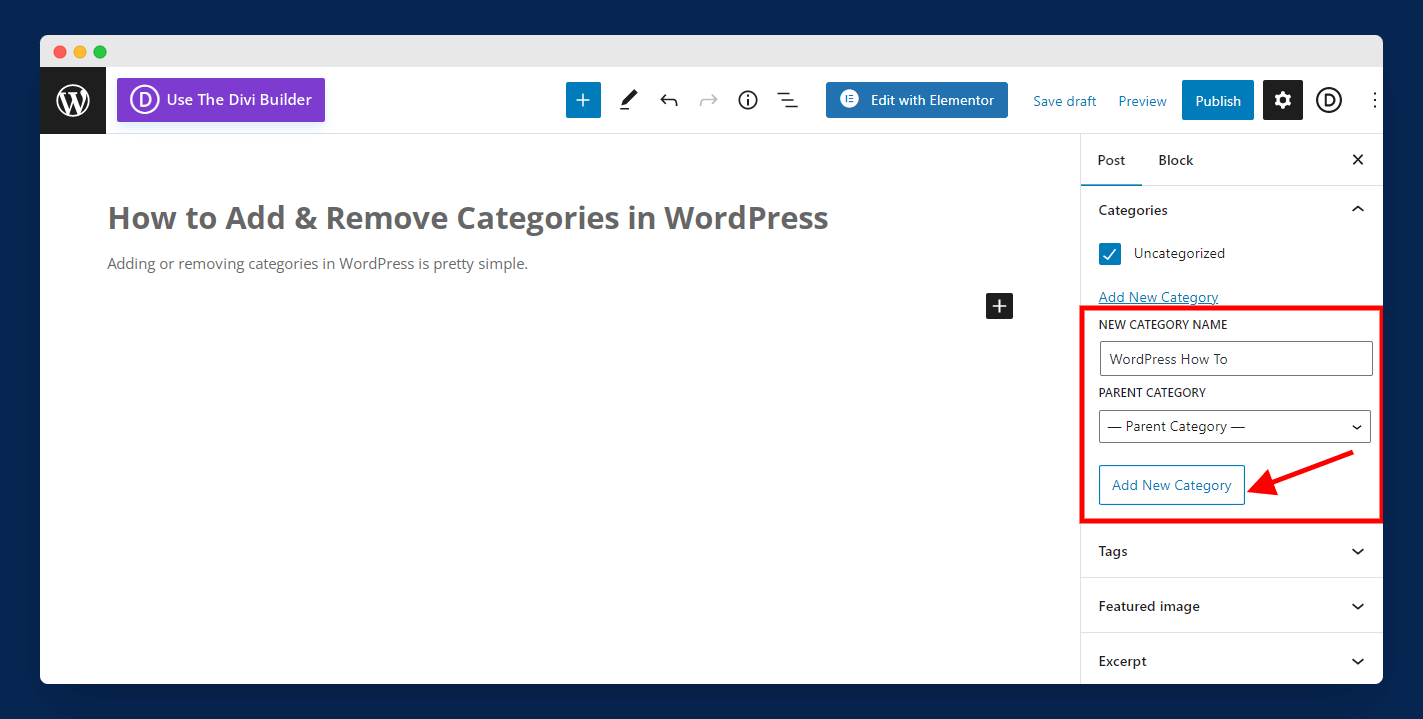 add categories in wordpress, add wordpress category, remove categories in wordpress, remove wordpress category, wordpress category